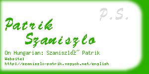 patrik szaniszlo business card